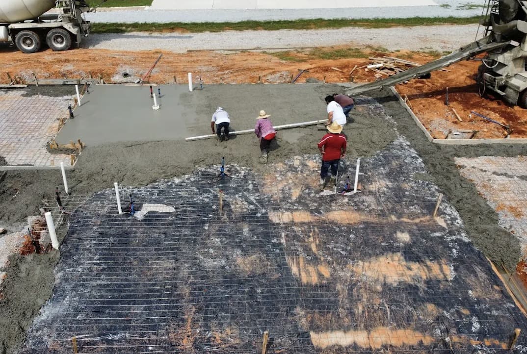 Acid-stained backyard patio in Gardendale